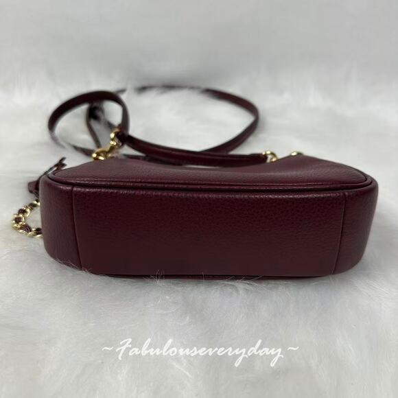 Coach Teri Mini Crossbody Bag With Crystals In Leather/Gold/Dark Wine CCE43 NWT - Picture 7 of 8